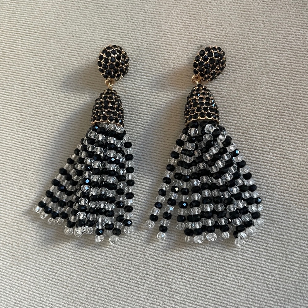 Baublebar beaded black, white and gold posted earrings